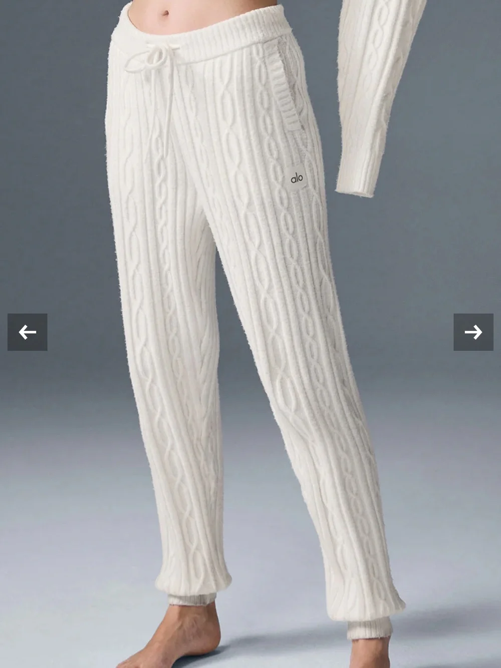 Alo Cable Knit Winter Bliss Pant in Ivory Medium